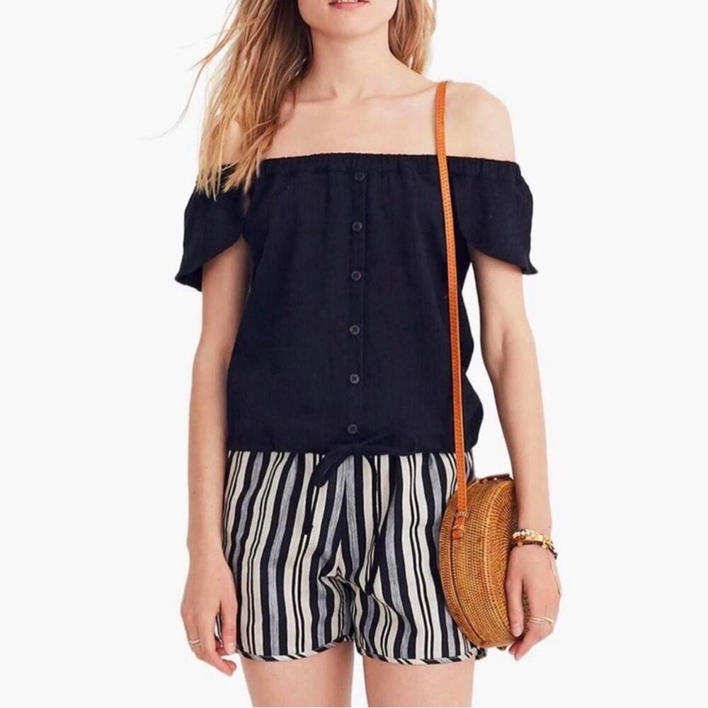 Madewell Black Woven Off The Shoulder Top Women’s Size Small